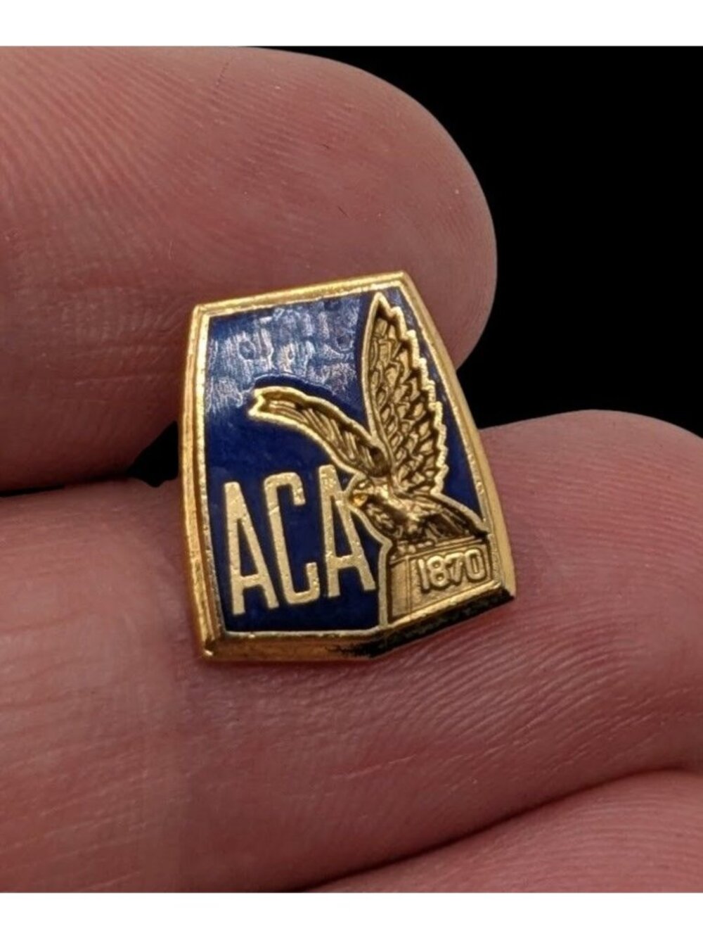 ACA 1870 Gold Tone Enamel Eagle Lapel Pin Vintage Collectible